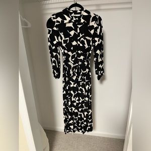 Zara belted abstract midi dress